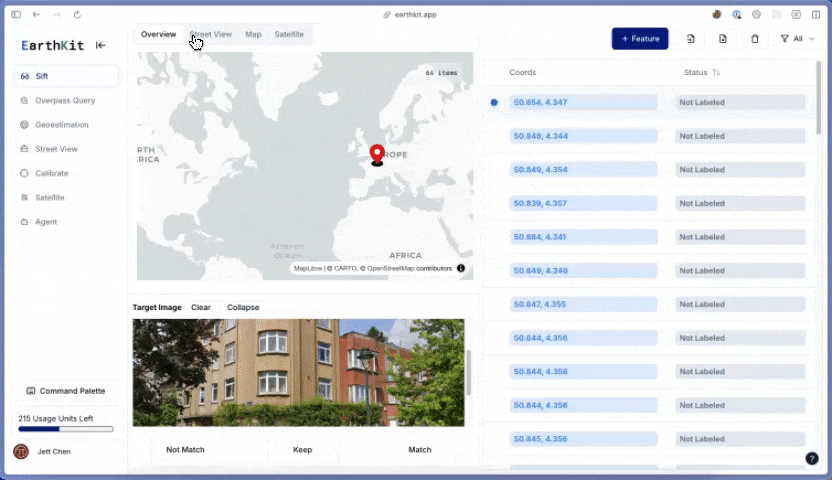 Iterate through the coordinates